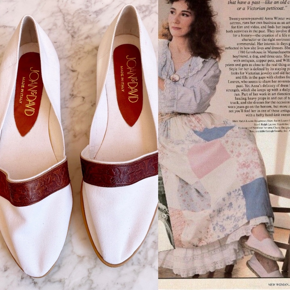 Vintage White Espadrilles with Brown Leather Trim - Picture 1 of 16
